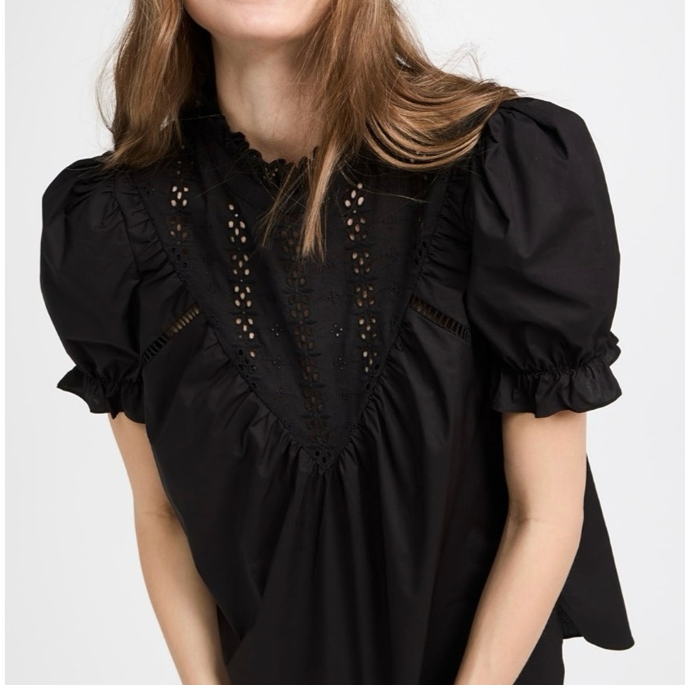 English Factory short sleeve lace yoke blouse, L